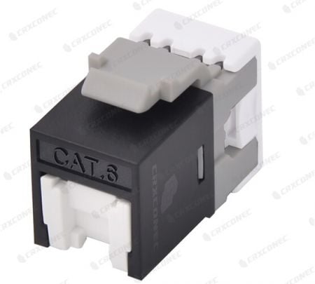 Toma de pared Ethernet UTP Cat.6 con obturador en color negro - Jack de inserción rápida UTP Cat.6.